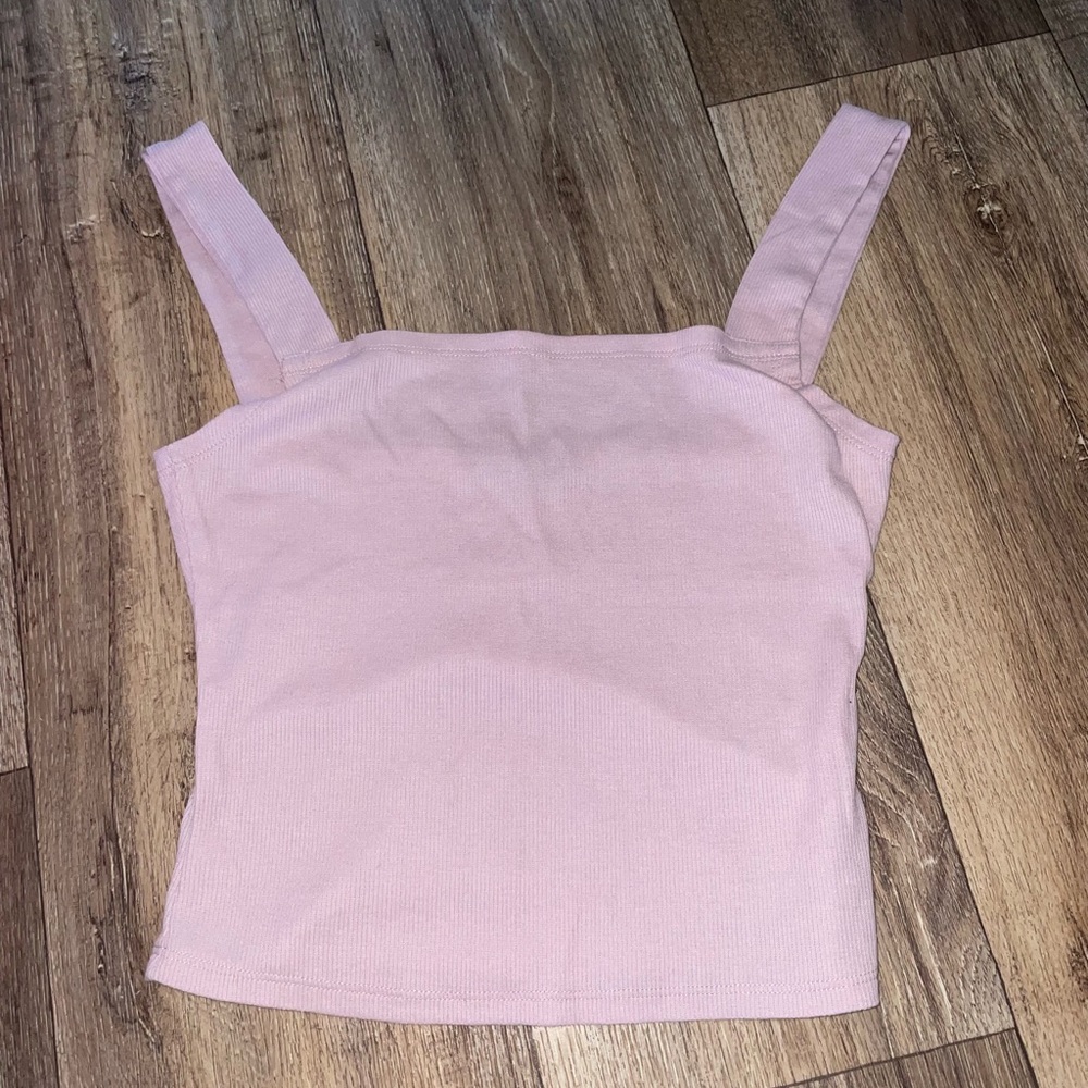 SHEIN ribbed pink tank top